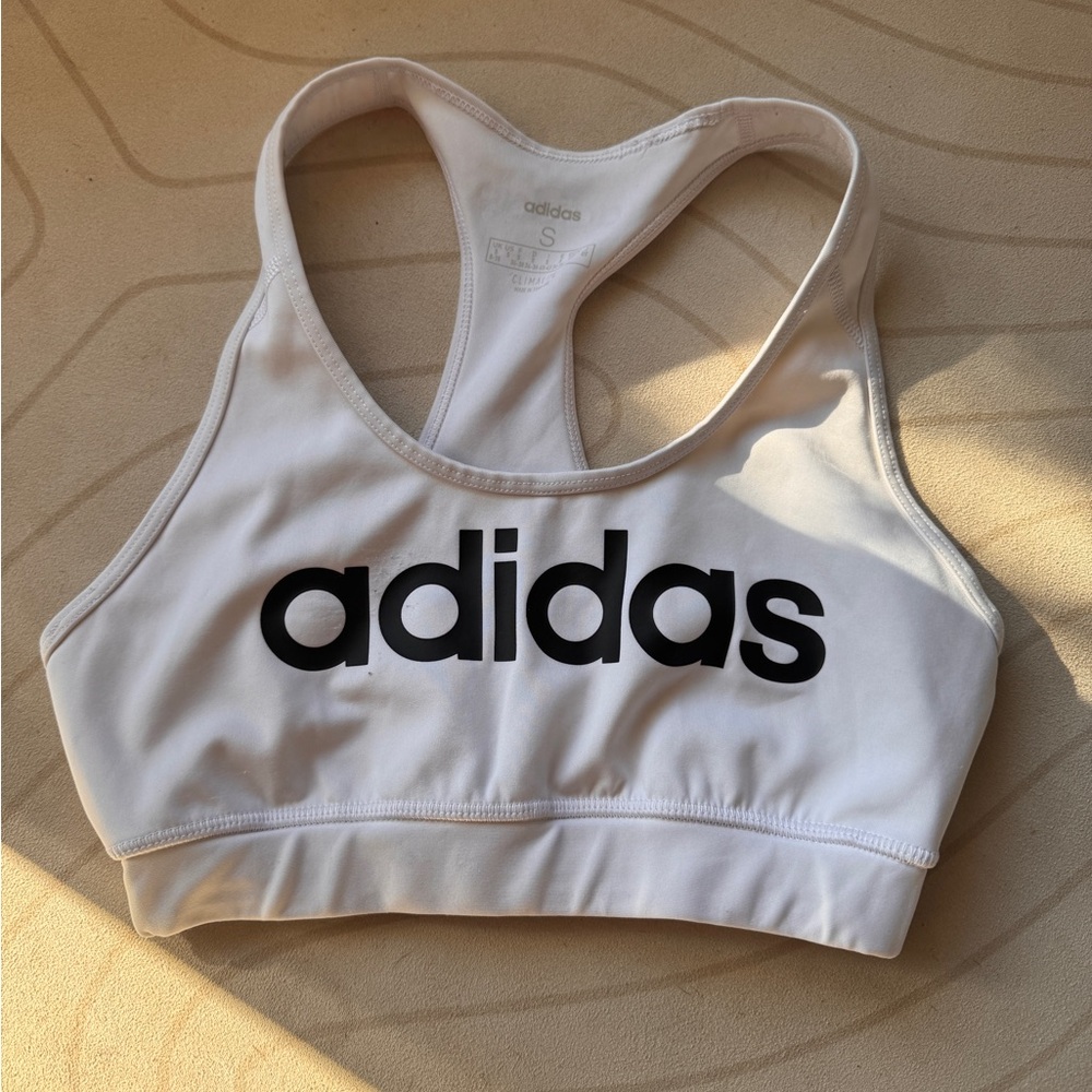 Adidas Women's White and Black Sports Bra